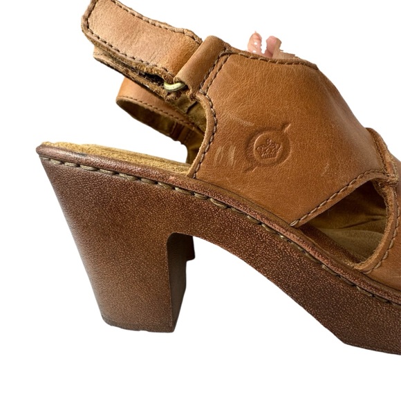 BORN Brown Leather Clog Heeled Open Toe Sandals SIZE 8 - Picture 13 of 13